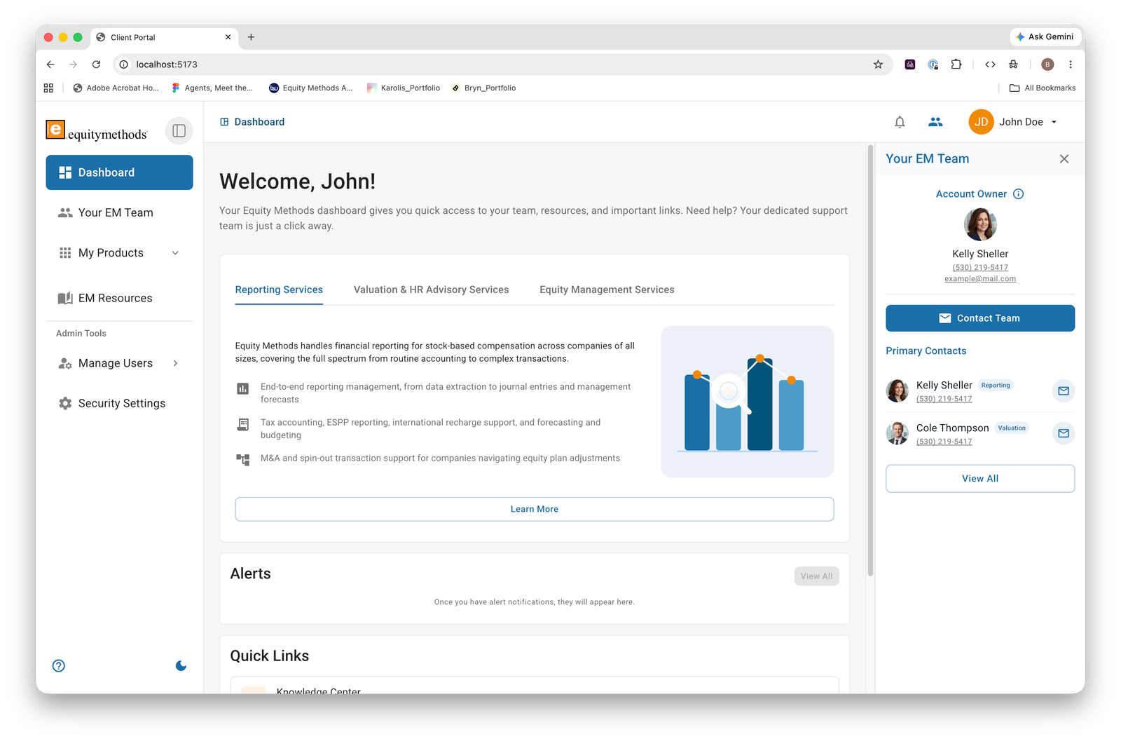 Client portal dashboard