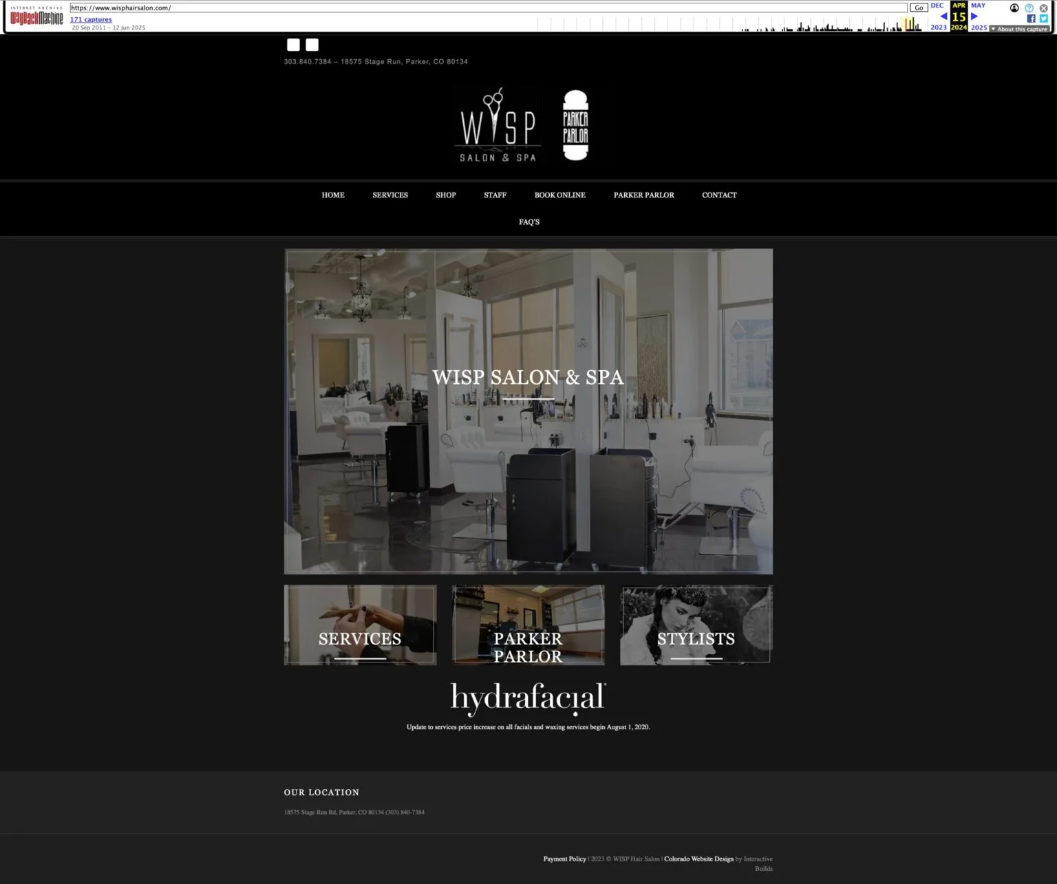 Wisp Salon & Spa — before redesign